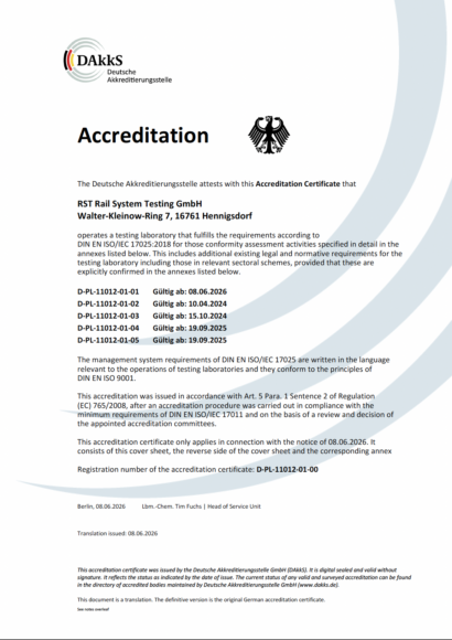 Accreditation Certificate RST 2026 EN