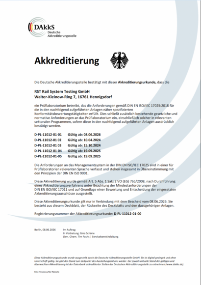 Akkreditierungsurkunde RST 2026